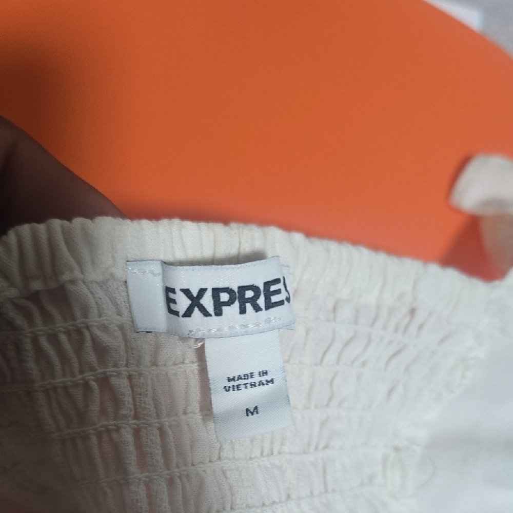 Express White Tie-Front Ruffle Tank Top - Picture 4 of 4